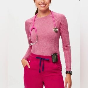Figs pink salta long sleeve underscrub